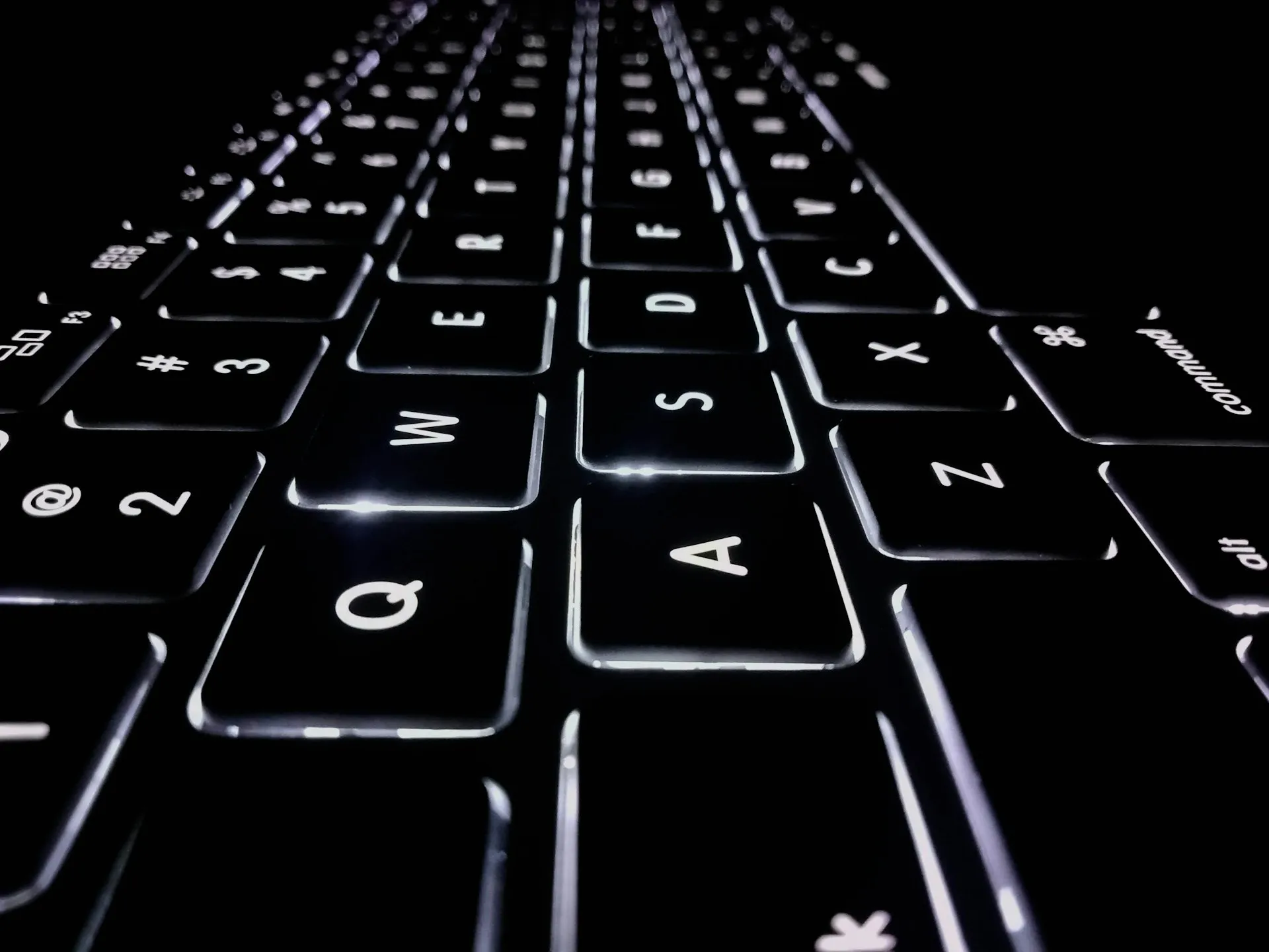 Backlit keyboard in a dark security operations environment