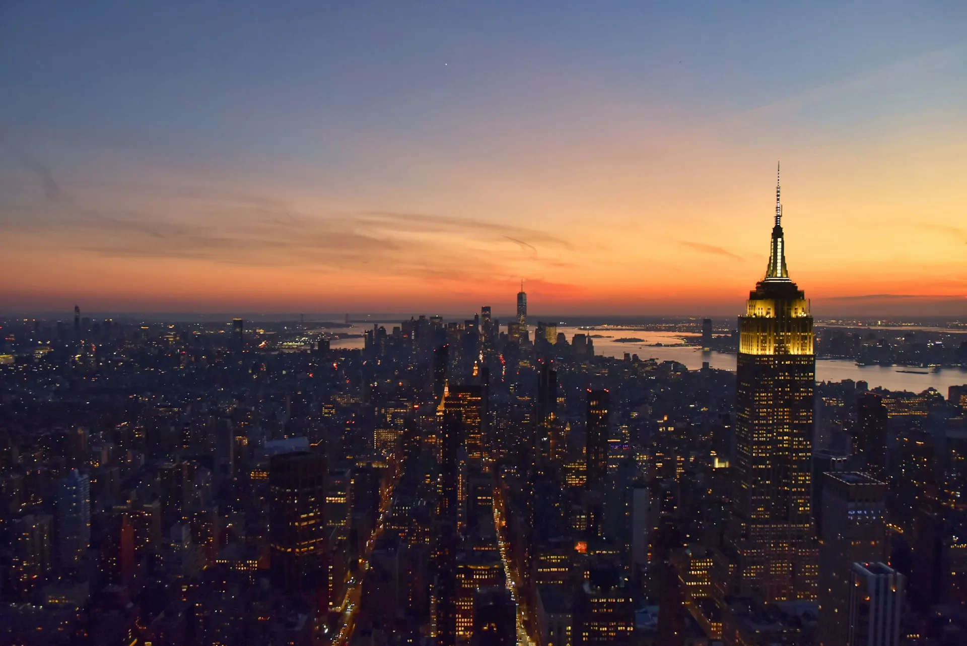 Midtown Manhattan and the Empire State Building at sunset